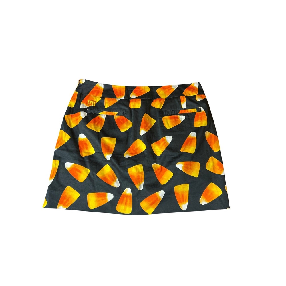 Loudmouth Ladies Candy Corn Golf Skort Black Orange Yellow Halloween Size 10